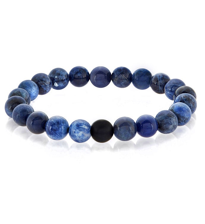 Sodalite And Matte Onyx 10mm Stone Bead Stretch Bracelet