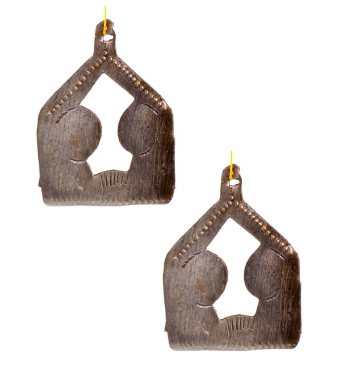 Creche Design Steel Drum Ornament, Set Of 2