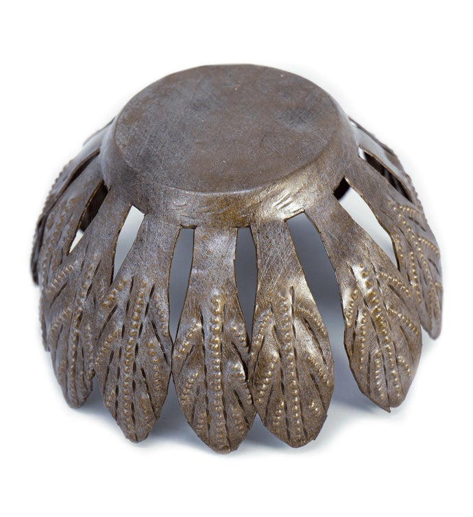 Mango Leaf Haitian Metal Drum Votive