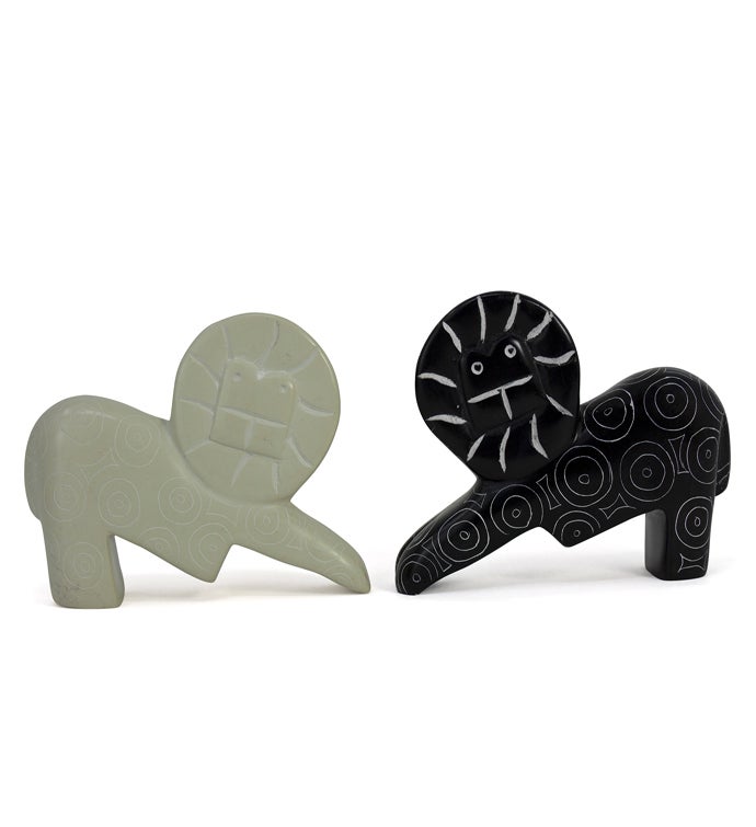 Ying Yang Soapstone Lions