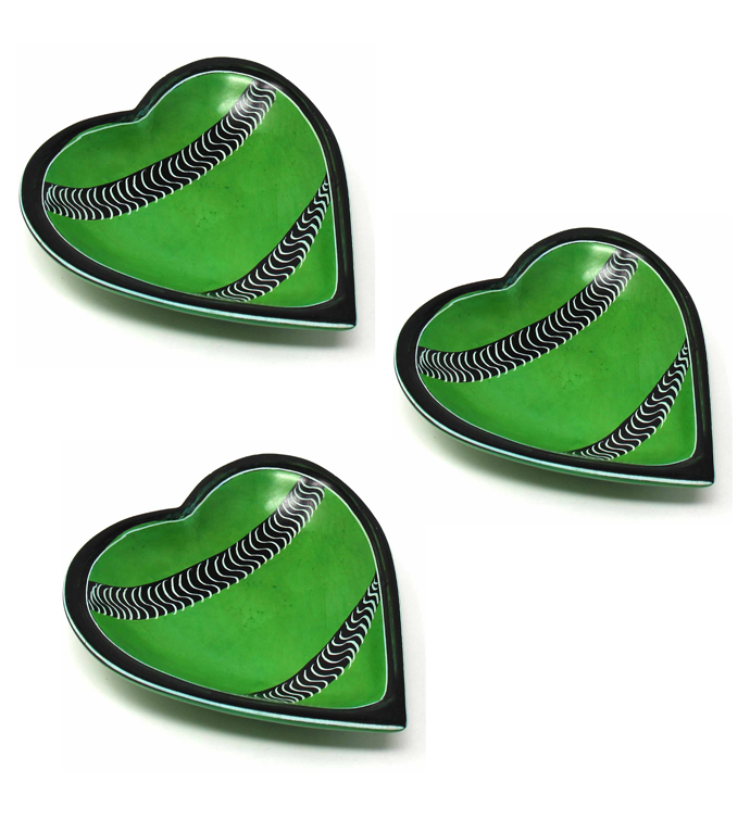Small Soapstone Heart Bowls With Designs