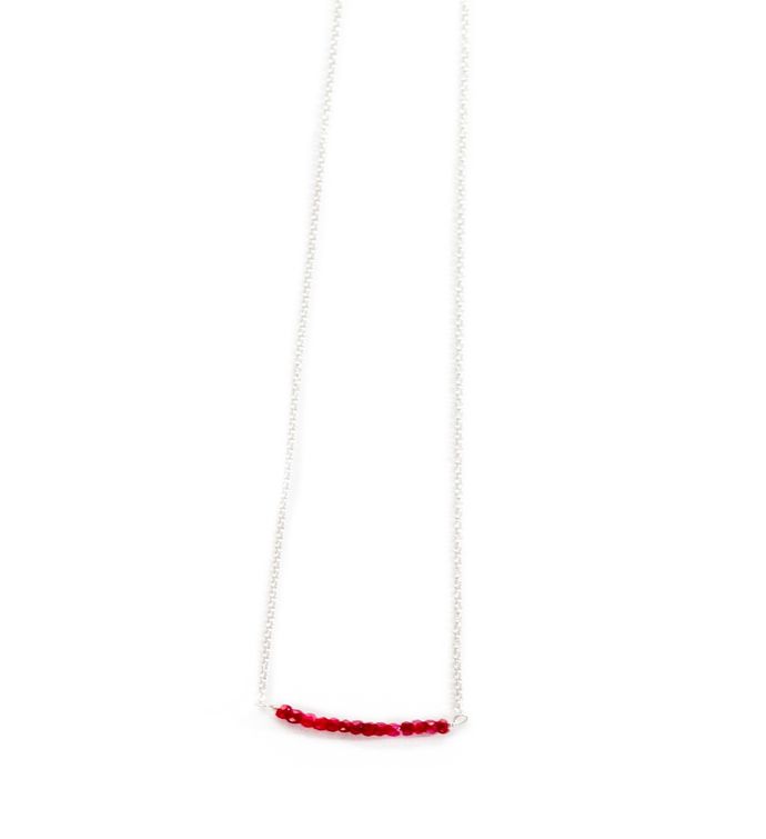 Michelle Bead Bar Necklace In Ruby