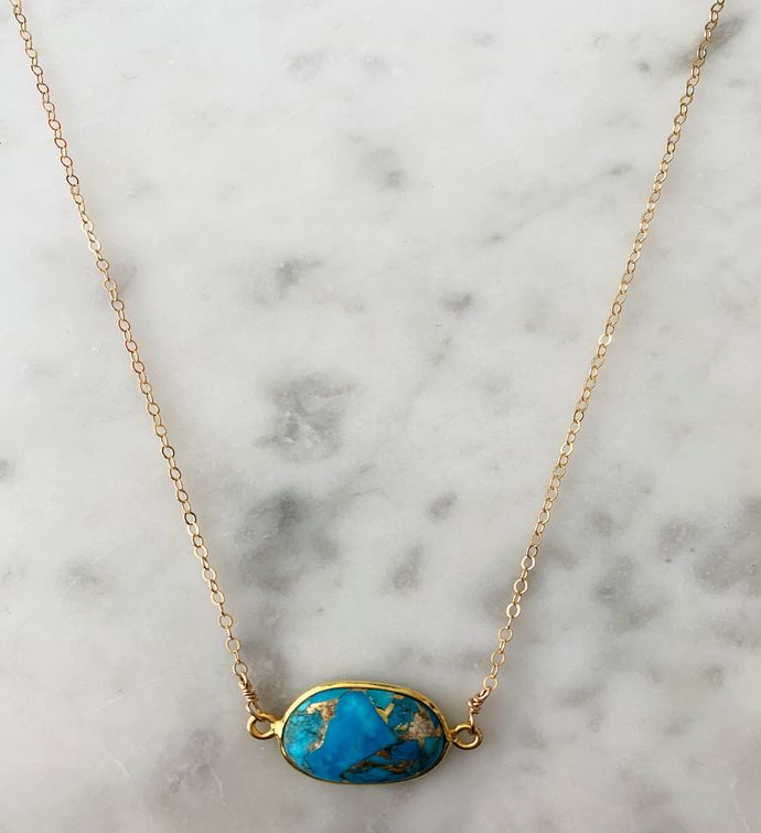 Mrs. Parker Necklace In Copper Turquoise   Gold