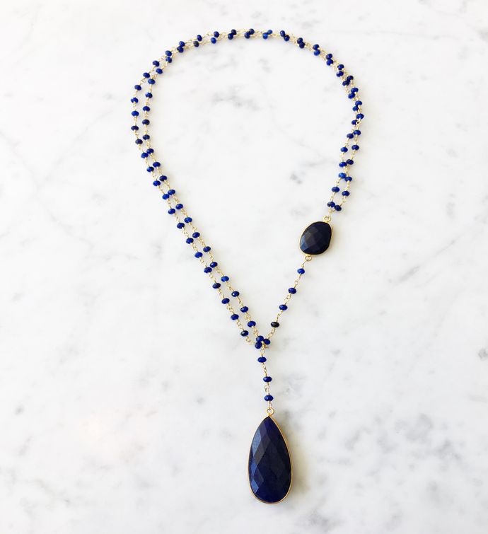 Diana Necklace Sapphire With Sapphire Drop