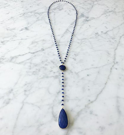 Diana Necklace Sapphire With Sapphire Drop