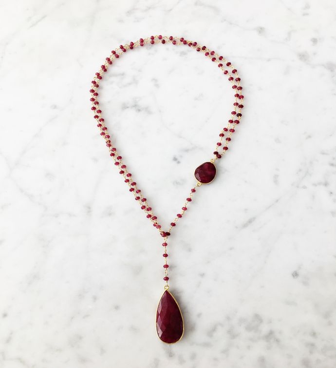 Diana Necklace Ruby With Ruby Drop