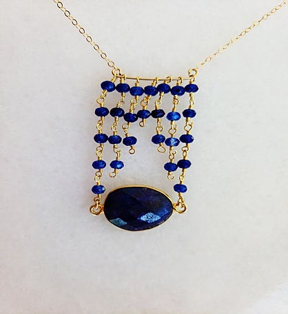 The Jessica Gold Necklace In Sapphire