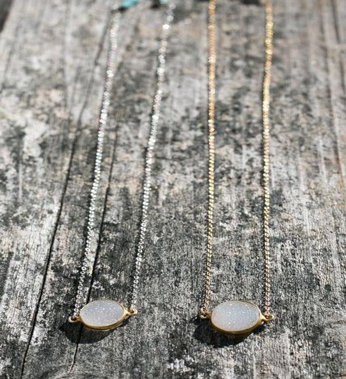 Mrs. Parker Necklace In White Druzy