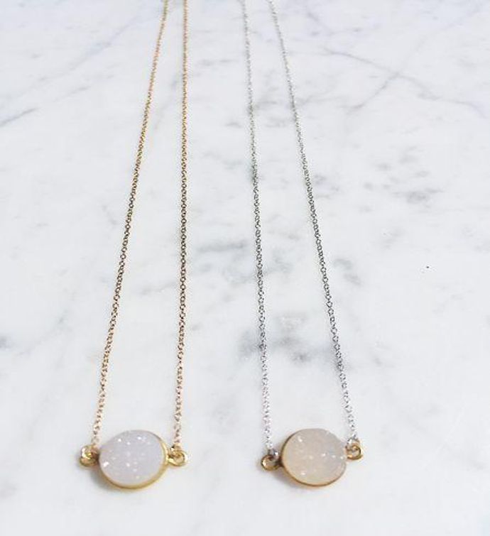 Mrs Parker Necklace In White Druzy Silver | Marketplace | 1800Flowers