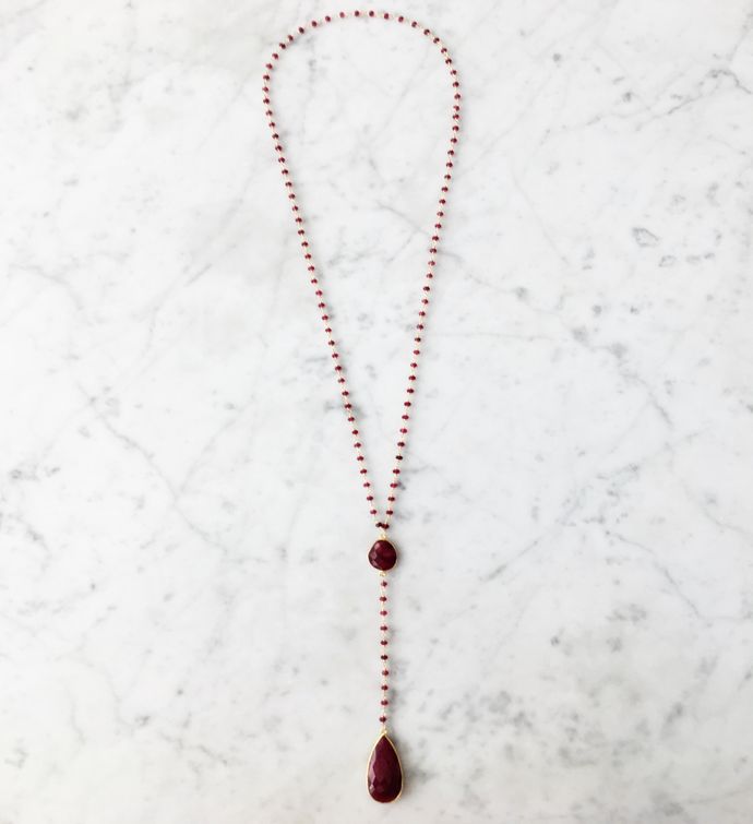 Diana Double Denmark Necklace Ruby With Ruby Drop