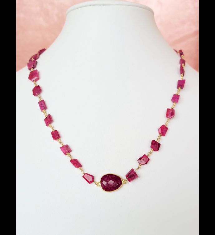 Hana Two In One Wrap Bracelet/necklace With Magnet Ruby