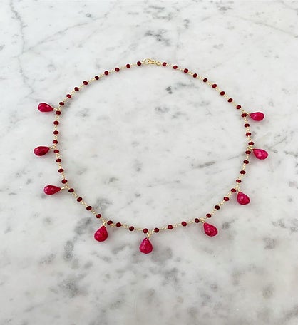 Ruby Drop Balmy Nights Necklace With Gold