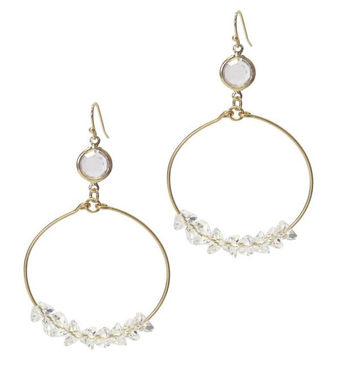 Gold Facet Quartz Stone And Wire Bangle Drop Earring | Marketplace ...
