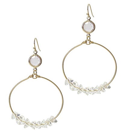 Gold Facet Quartz Stone And Wire Bangle Drop Earring