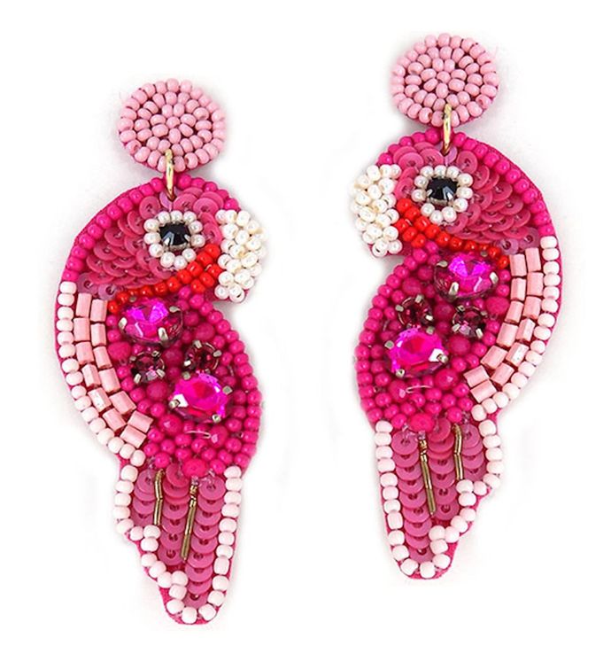 Handmade Pink Parrot Earring