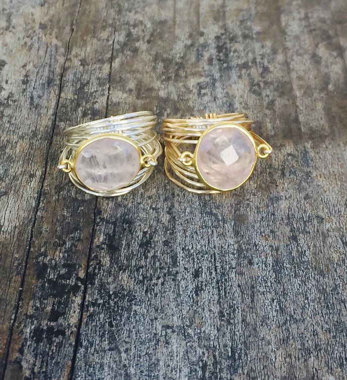Torrey Ring In Rose Quartz - 6 gold