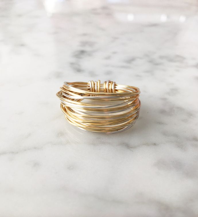 The Marcia Multi Color Wire Wrap Ring   6 gold and silver copper