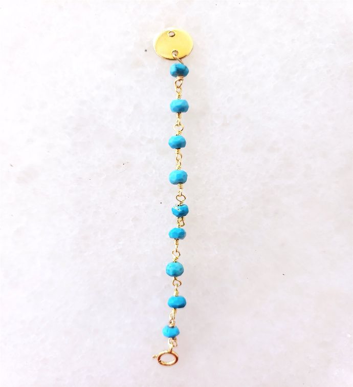 Semi precious Bead Necklace Extender   Turquoise