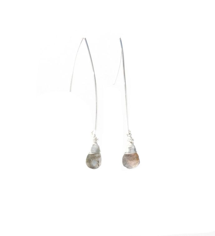 Jill Long Wire Drop Earrings In Labradorite | Marketplace | 1800Flowers