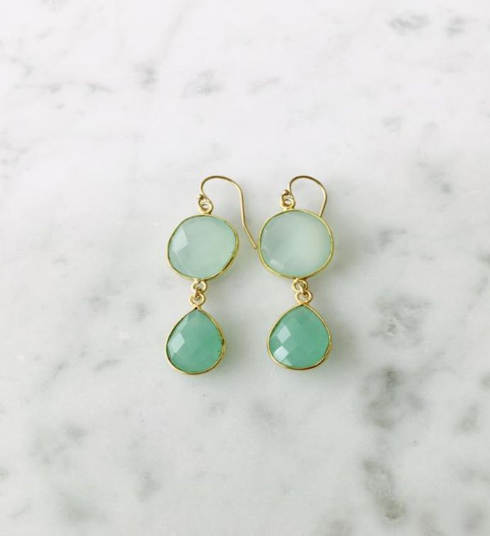 Rome Earrings Chalcedony With Gold