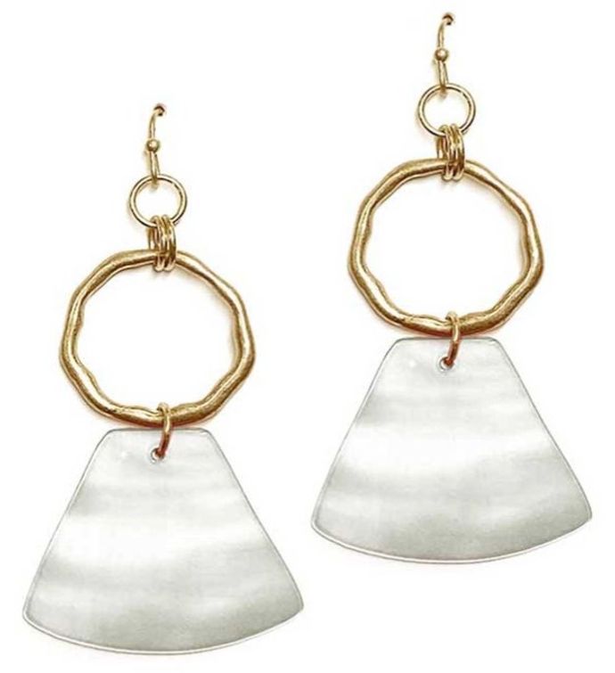 Gold Hoop Earring With Shell Accent