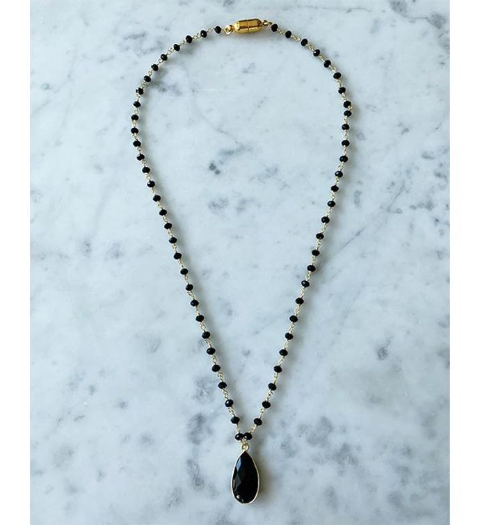 Balmy Nights Pendant Necklace Black Onyx With Black Onyx Drop