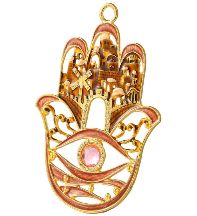 Matashi Hanging Hamsa Red City Wall Decor Ornament W/ Crystals Home Décor