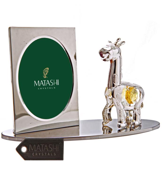 Matashi Silver Plated Picture Frame With Crystal Studded Giraffe