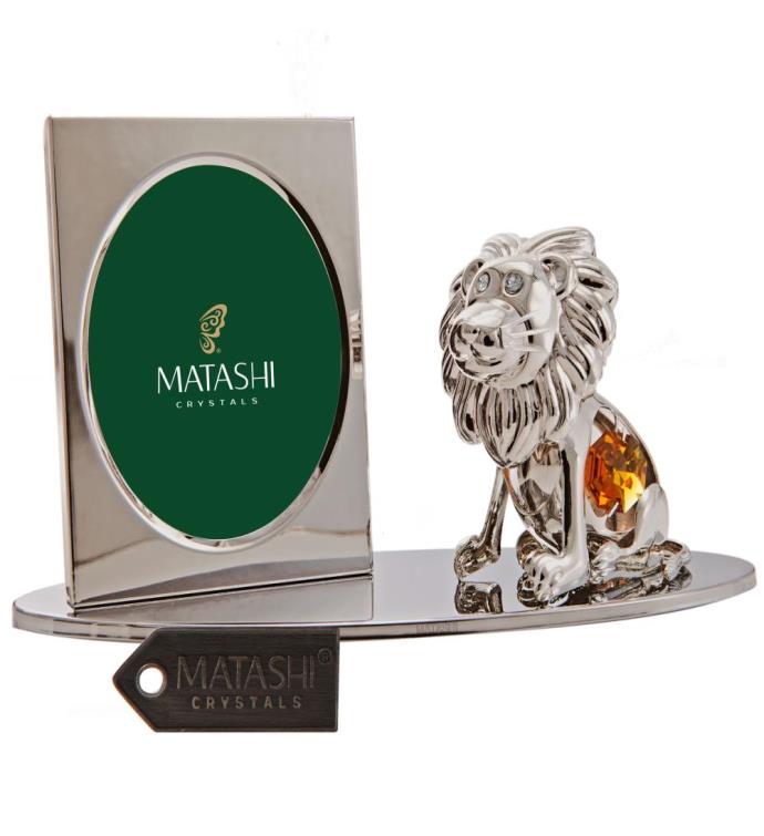 Matashi Silver Plated Picture Frame With Crystal Studded  Cartoon Lion