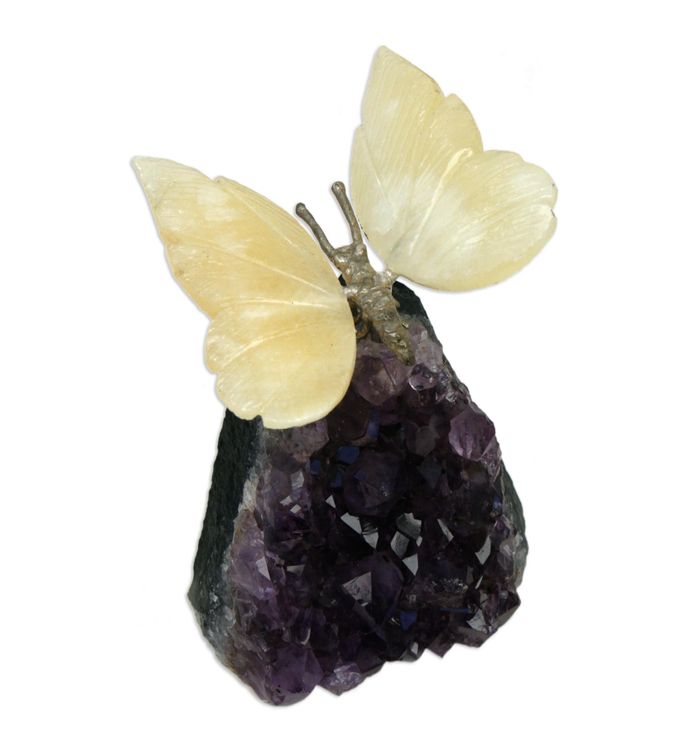Novica Honeyed Butterfly Gemstone Sculpture