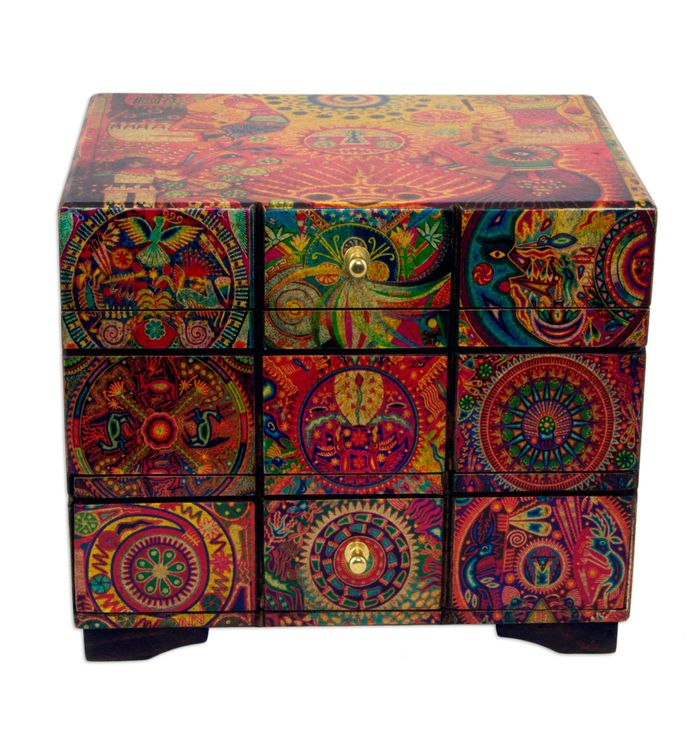 Novica Huichol Portal Decoupage Jewelry Box