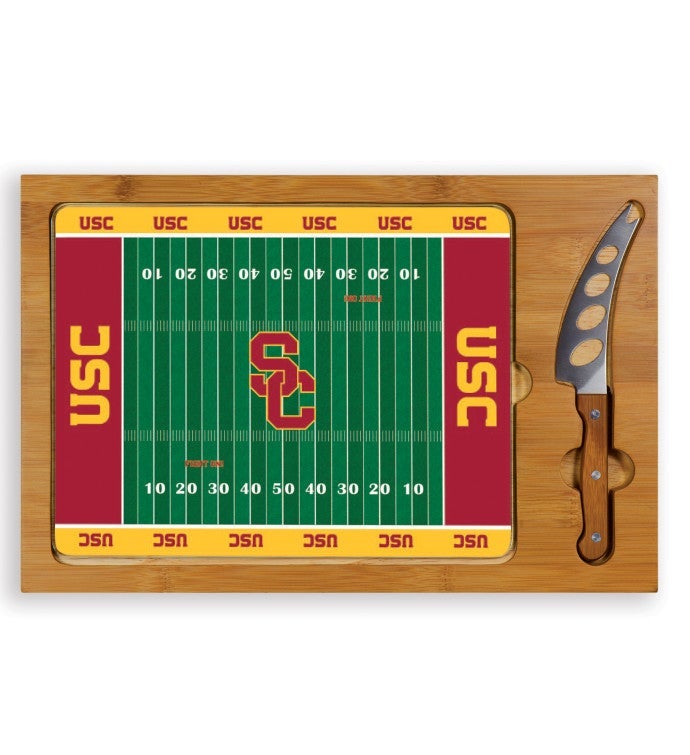 College Icon Glass Top Cutting Board & Knife Set