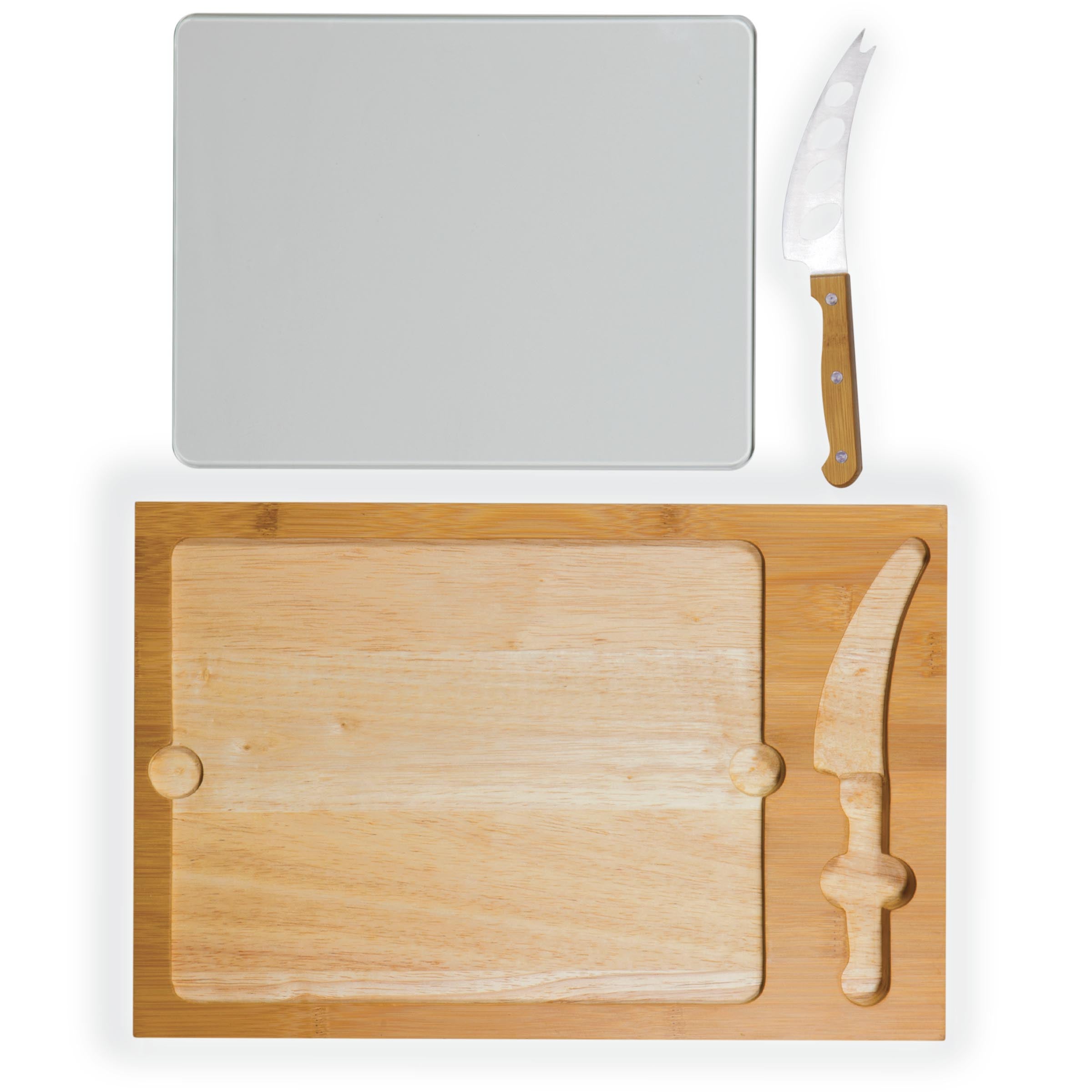 College Icon Glass Top Cutting Board & Knife Set