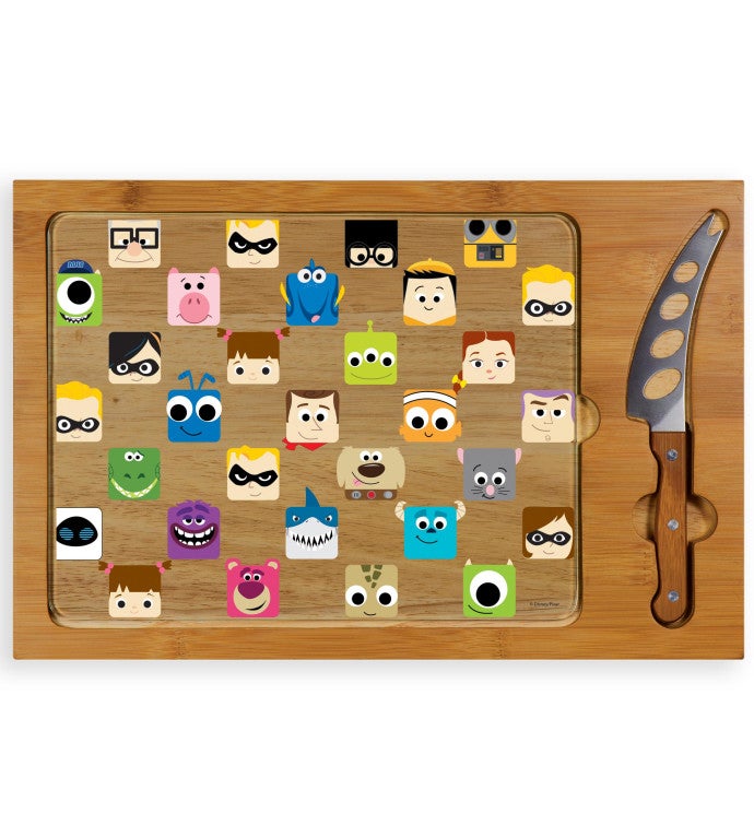 Pixar Icon Glass Top Cutting Board & Knife Set