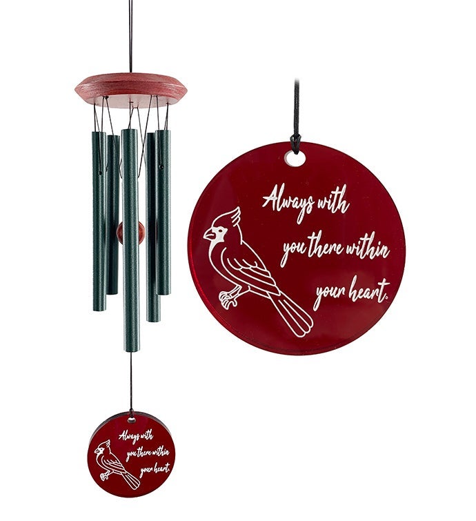 Cardinal Memorial Evergreen "Always With You" Wind Chime
