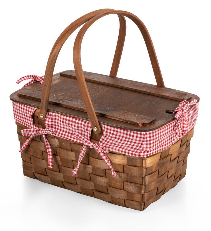 Kansas Handwoven Wood Picnic Basket