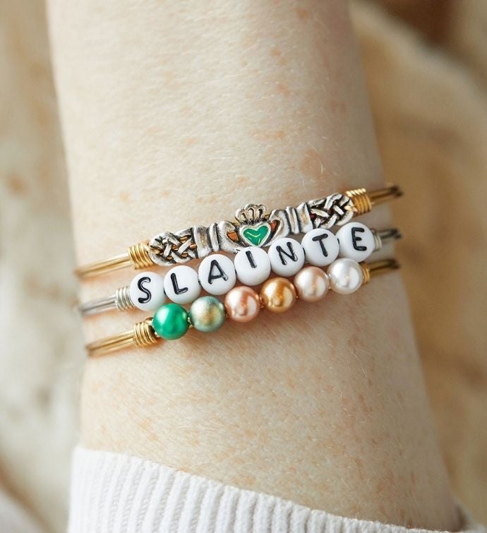 Luca + Danni Green Claddagh Bangle Bracelet