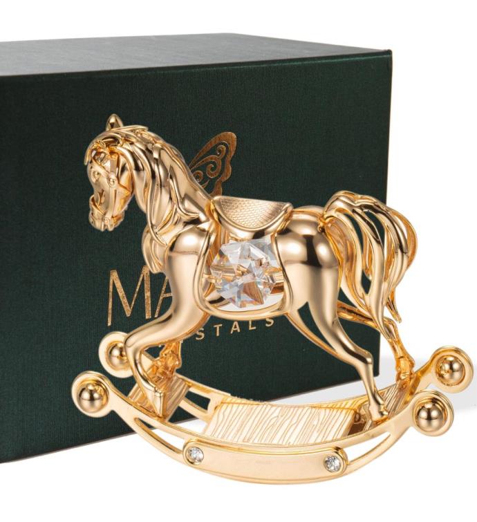 24k Gold Plated Crystal Studded Rocking Horse Ornament | Marketplace ...