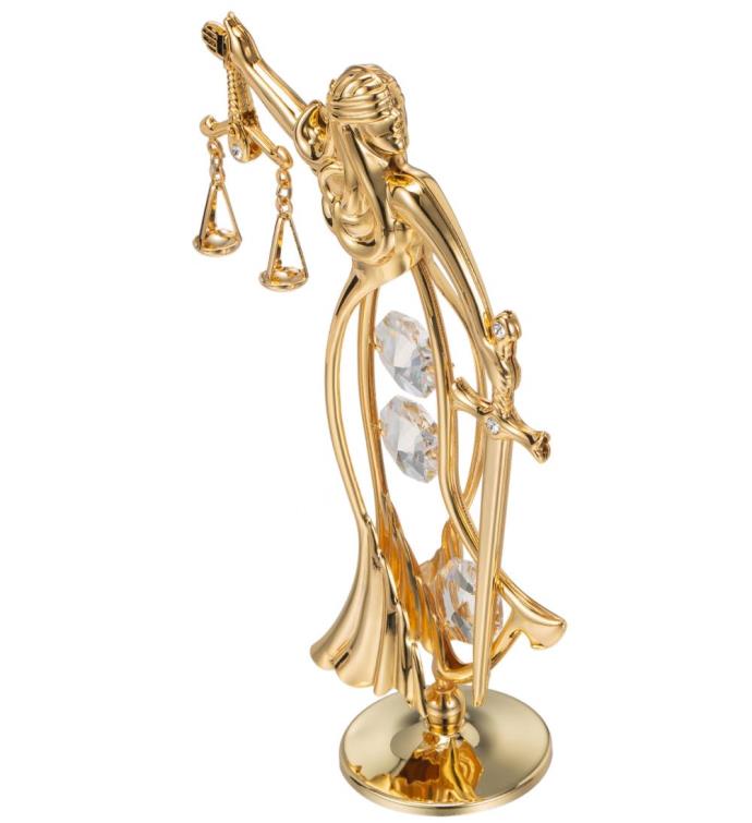 24k Gold Plated Crystal Studded Lady Of Justice Ornament By Matashi