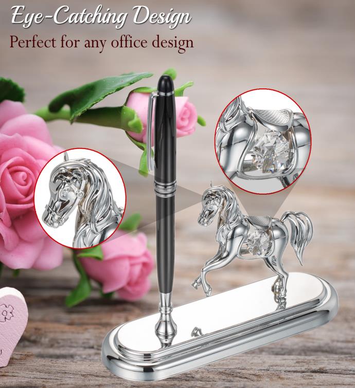 Matashi Executive Desk Set With Pen And Horse Ornament