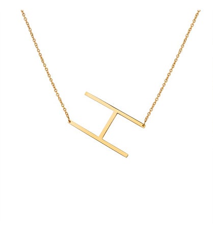 Women's Large Letter Initial Gold Stainless Steel Necklace