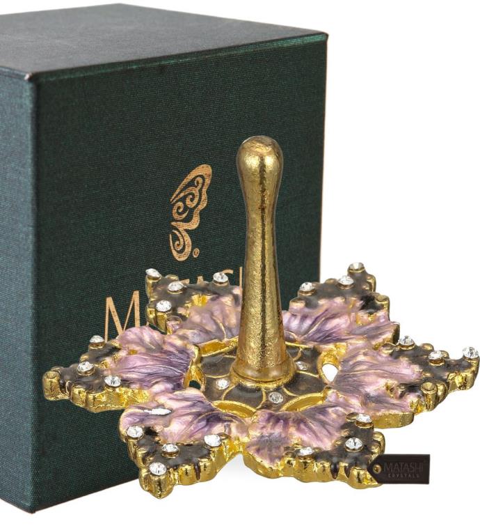 Hand-painted Purple Grapes Spinning Dreidel Holiday Ornaments Pewter