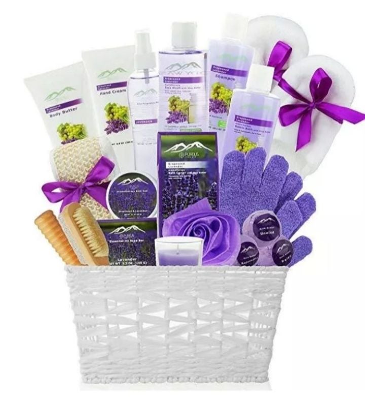 Luxurious Grapeseed & Lavender piece Spa Bath And Body Gift Basket