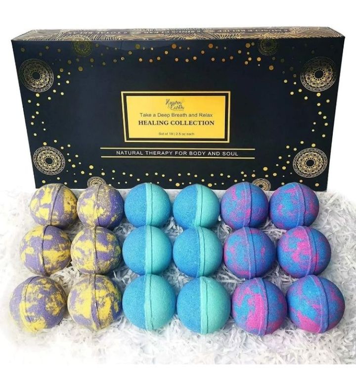 Bath Bombs Gift Set, With Essential Oils, Large, Natural, Moisturizing