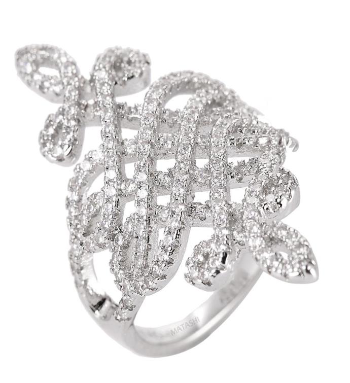 Rhodium Plated Brilliant Cubic Zirconia Ring For Women