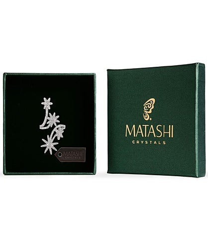 Matashi Rhodium Plated Women's  Zirconia Flower Ring Gift For Her