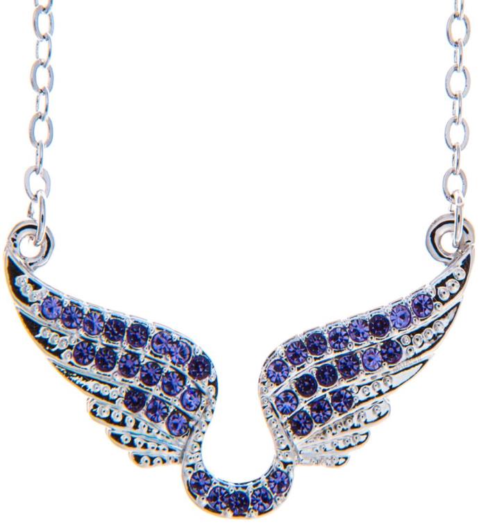 Matashi Rhodium Plated Necklace W/ Angel Wing