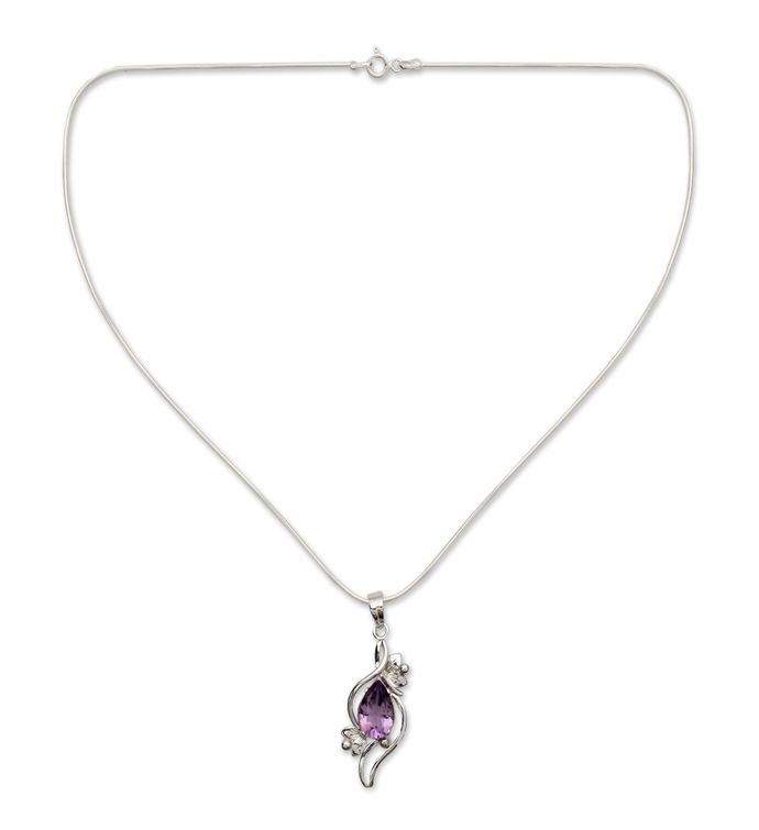 Novica Bengal Blossom Amethyst Flower Necklace | Marketplace | 1800Flowers