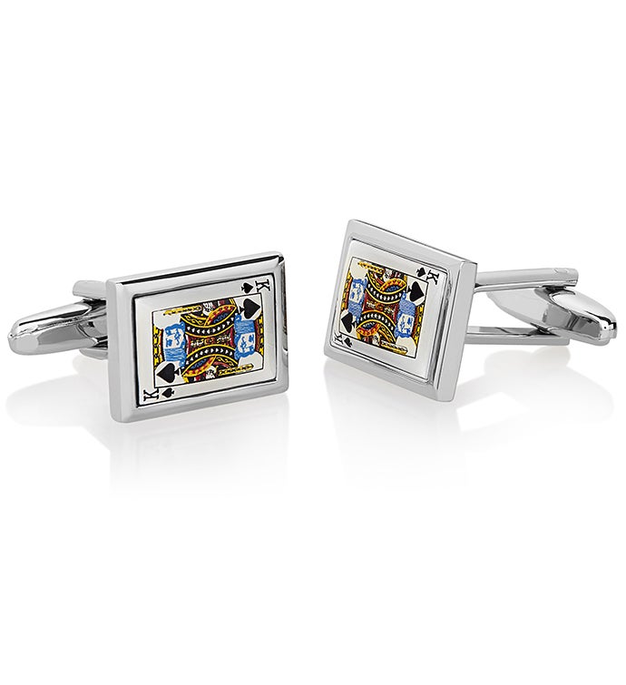 Men’s Polished King Of Spades Cuff Links
