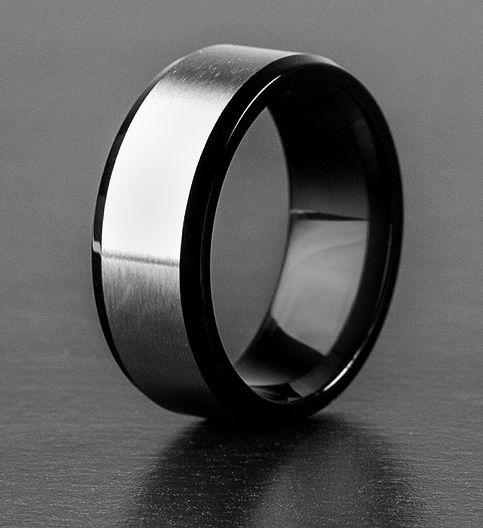 Men's Two-tone Titanium Brushed Finish Ring